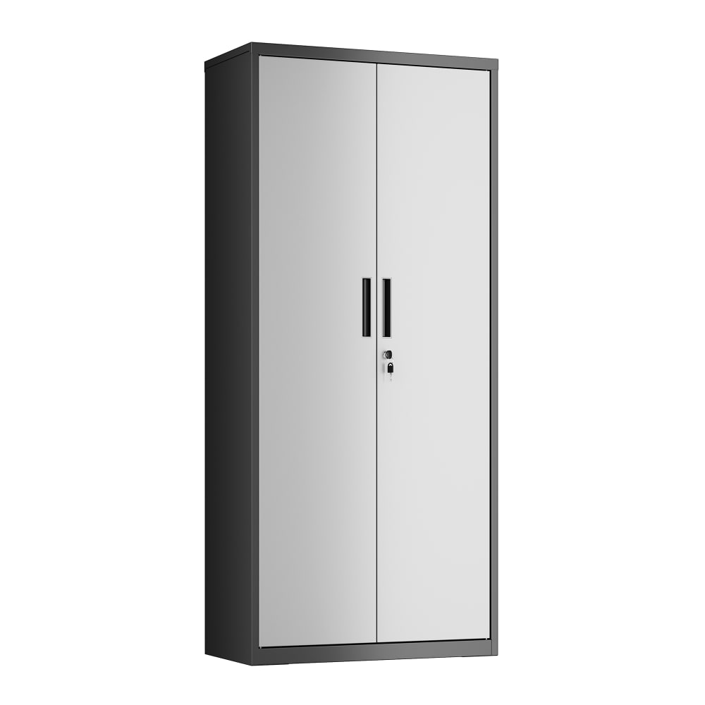 Armoire de classement multi-usages 5 niveaux double porte argenté/noir