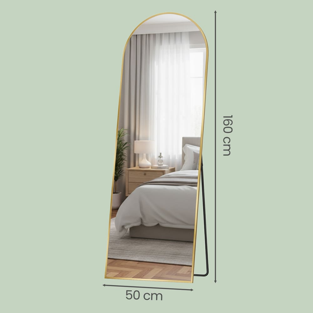 Miroir sur pied 160 x 50 cm verre trempé dressing doré clair — vue 4