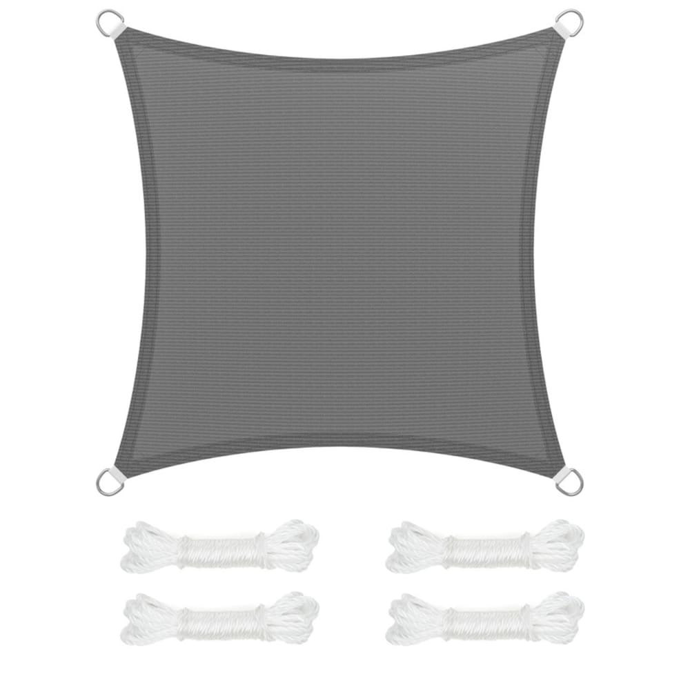 Voile d’ombrage 3 x 3 m protection solaire en tissu hdpe gris