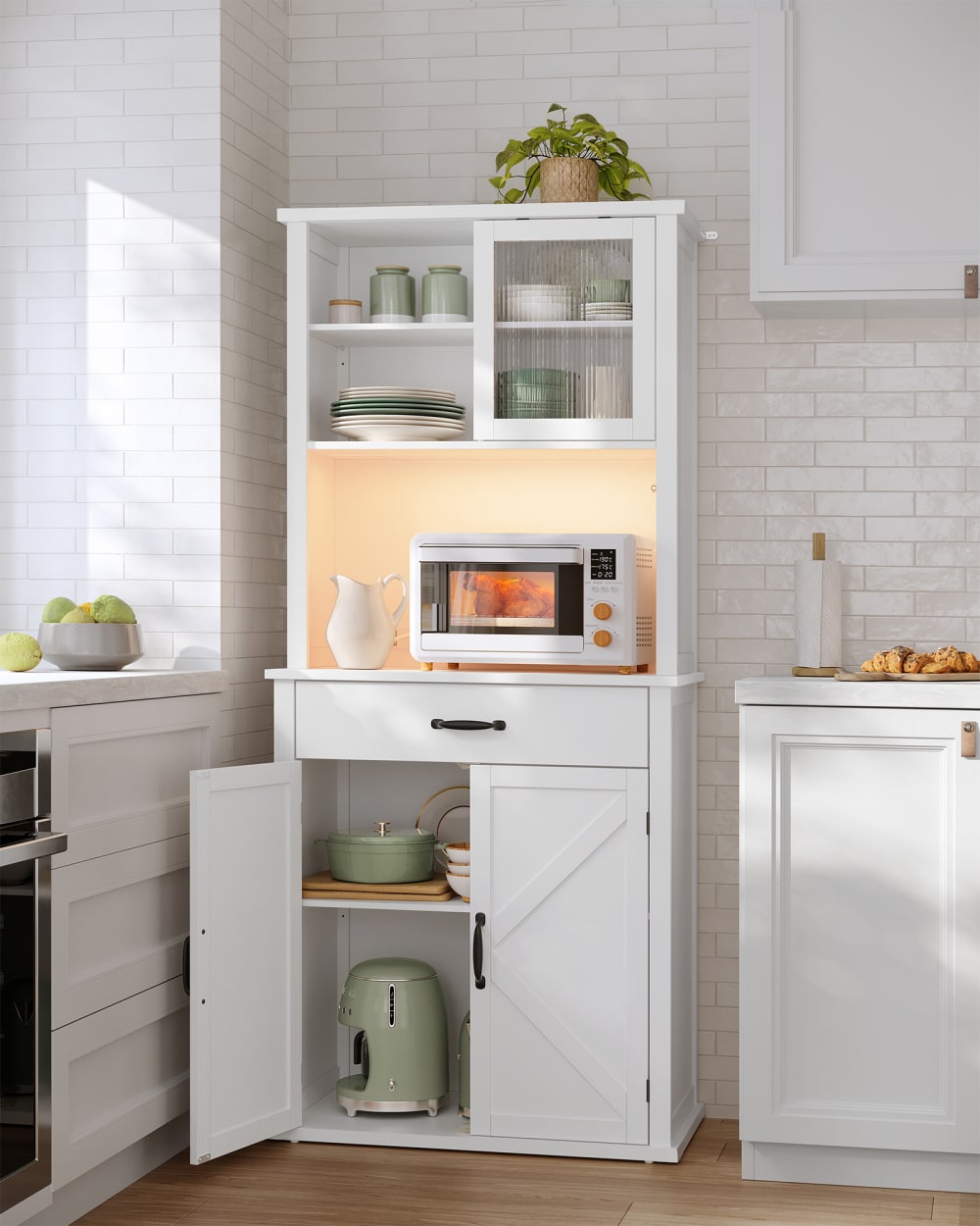 Meuble de rangement avec lumières et chargeur blanc nuage