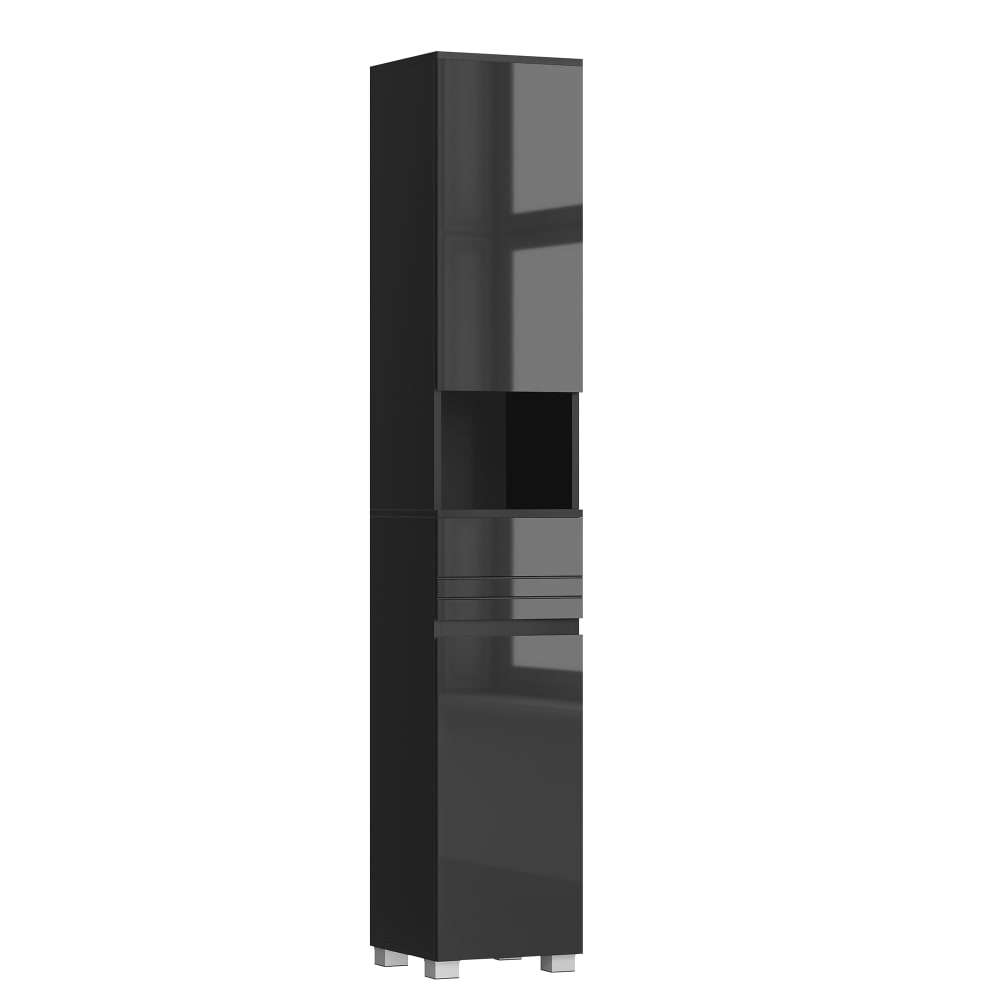 Colonne de salle de bain avec tiroir 30 x 30 x 170 cm noir — Beyit