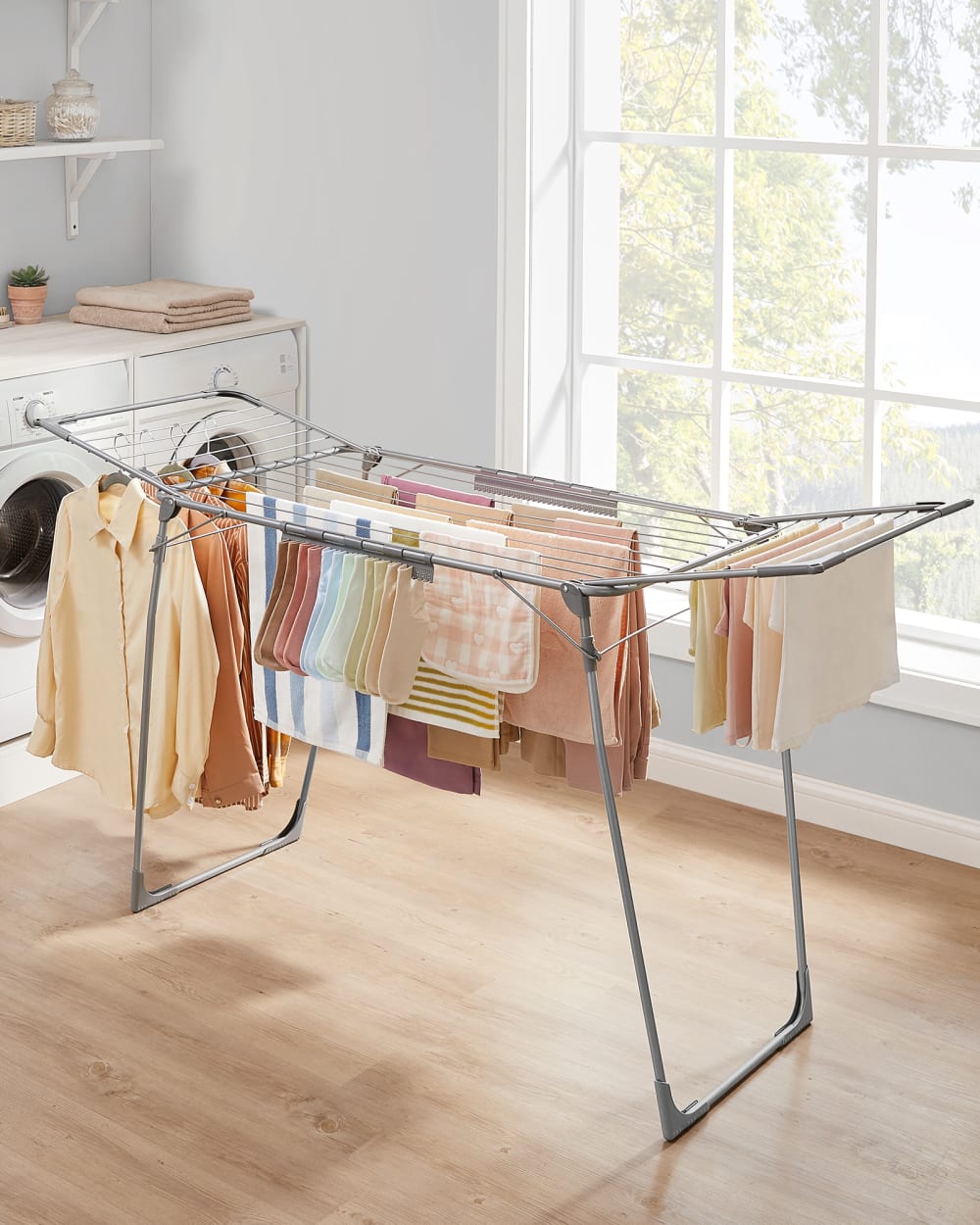 Étendoir à linge 62 x 173 x 96,5 cm gain de place gris — vue 3