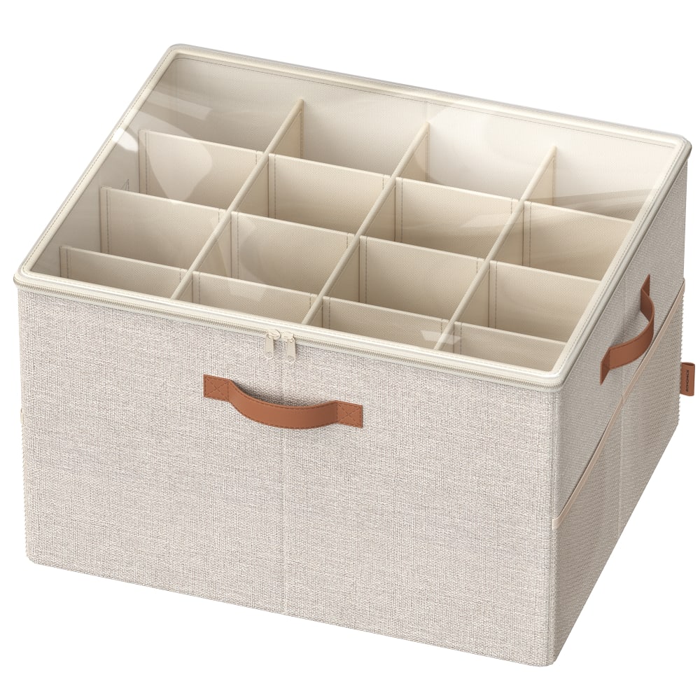Organiseur de chaussures pour 16 paires avec poignées beige cappuccino