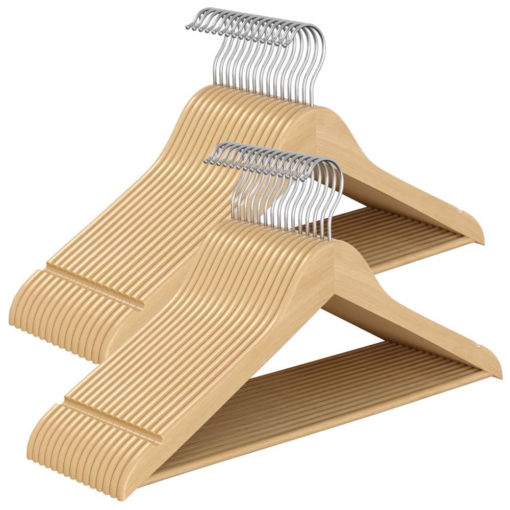 Cintres en bois lot de 30 pour haut à bretelles veste naturel — Beyit