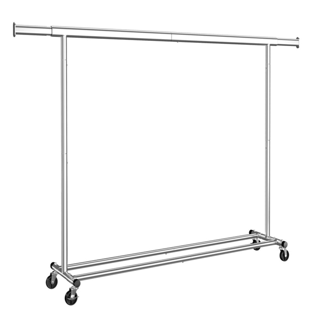 Tringle à vêtements extensible à roulettes argenté — Beyit