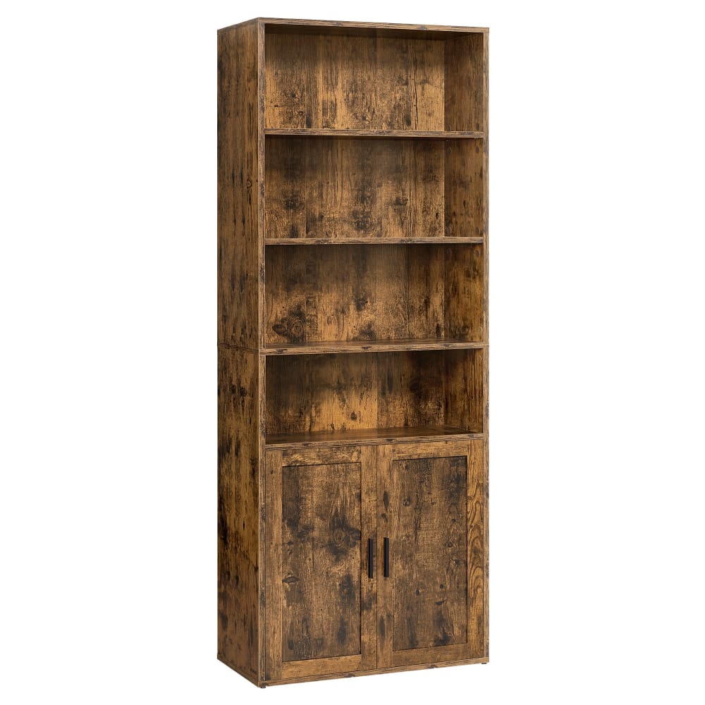 Bibliothèque sur 6 niveaux avec portes 24 x 60 x 175 cm marron