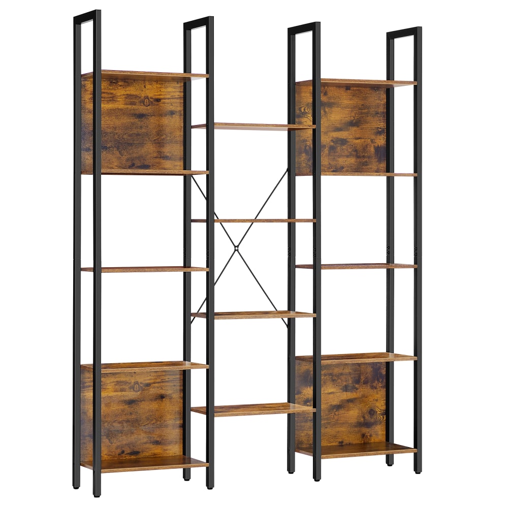 Bibliothèque avec 14 étagères 24 x 128 x 166 cm marron et noir