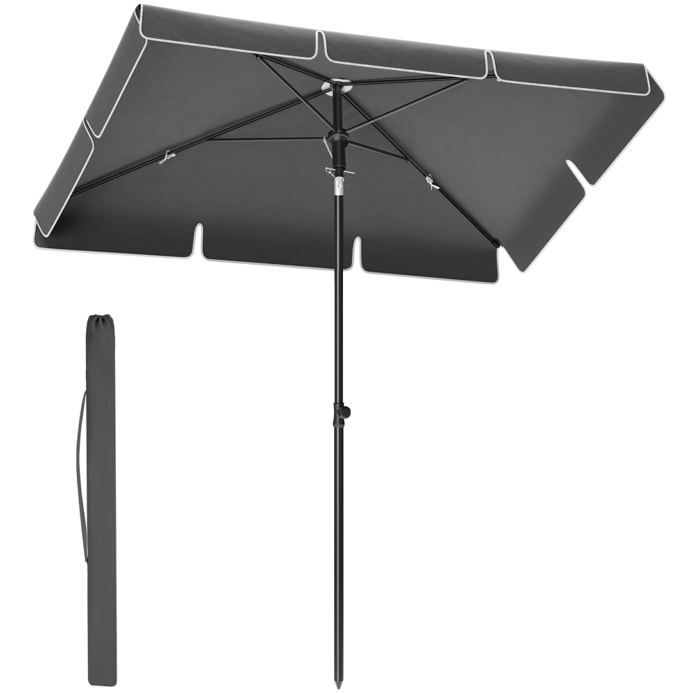 Parasol 230 x 150 cm protection solaire upf 50+ sans base gris