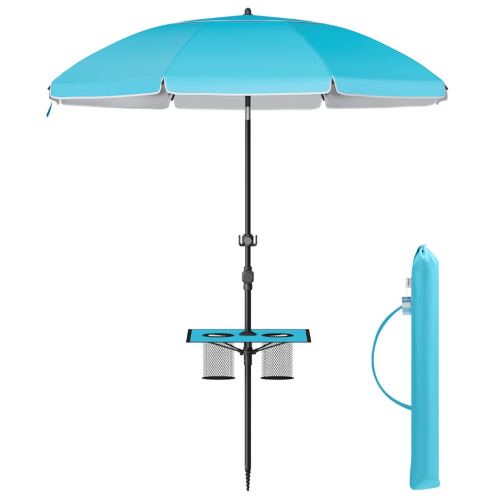 Parasol 200 cm upf 50+ inclinaison de 30° des 2 côtés sans base bleu