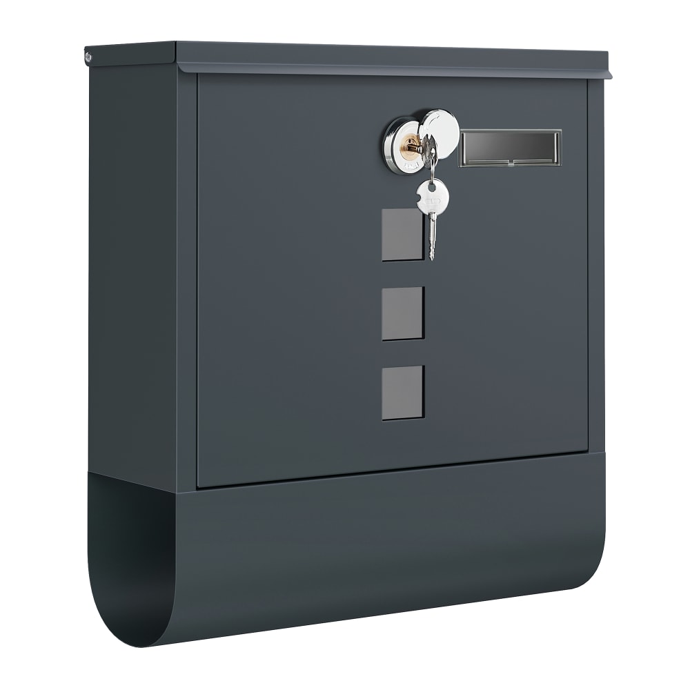 Boîte aux lettres murale avec serrure avec couvercle rotatif gris