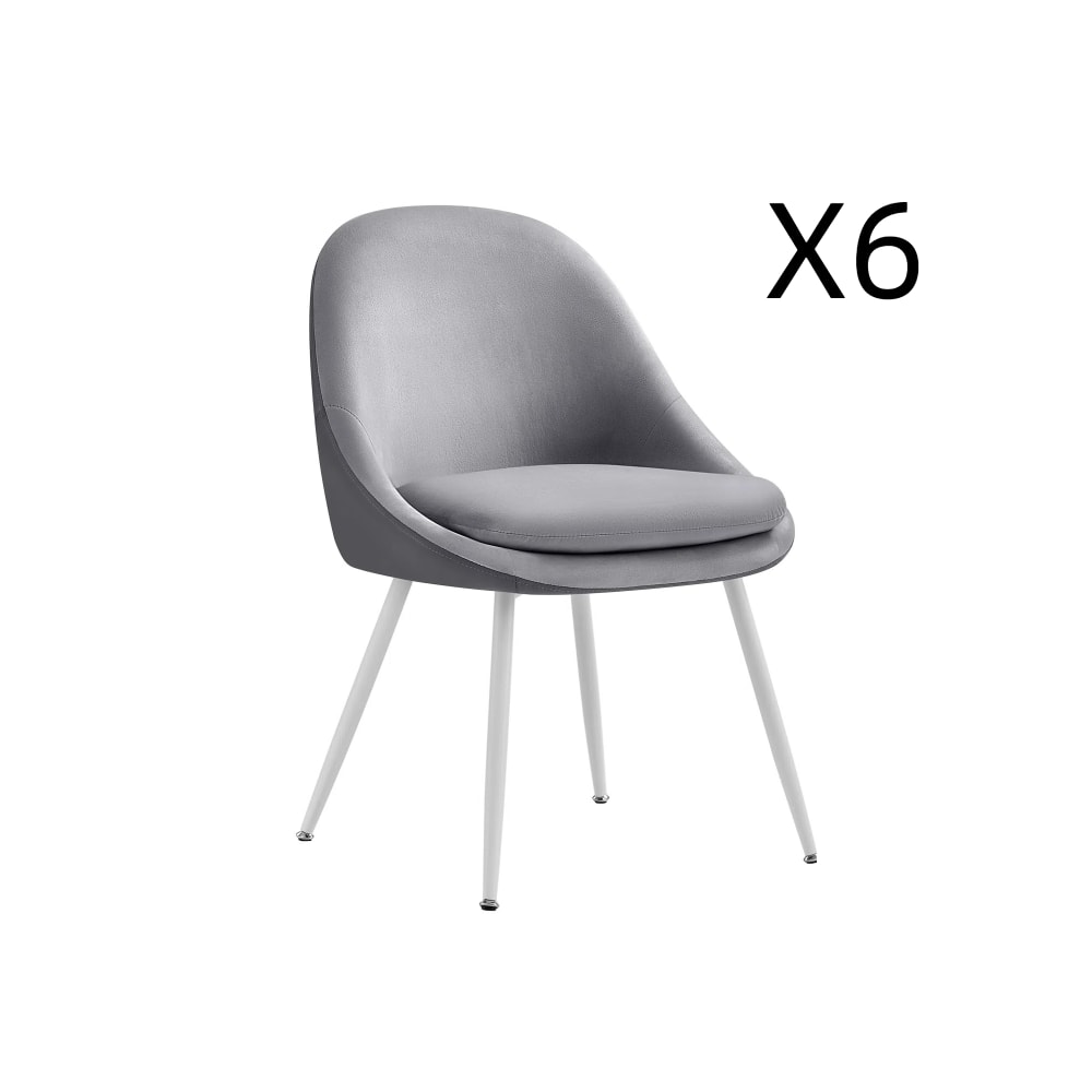 Lot de 6 chaises salle à manger pieds évasés gris tourterelle et blanc