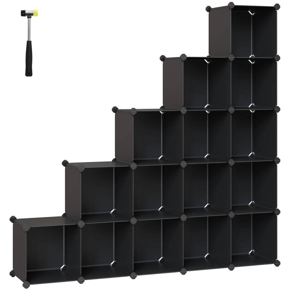 Meuble rangement 16 cubes étagère en plastique 31 x 153 x 153 cm noir — vue 3