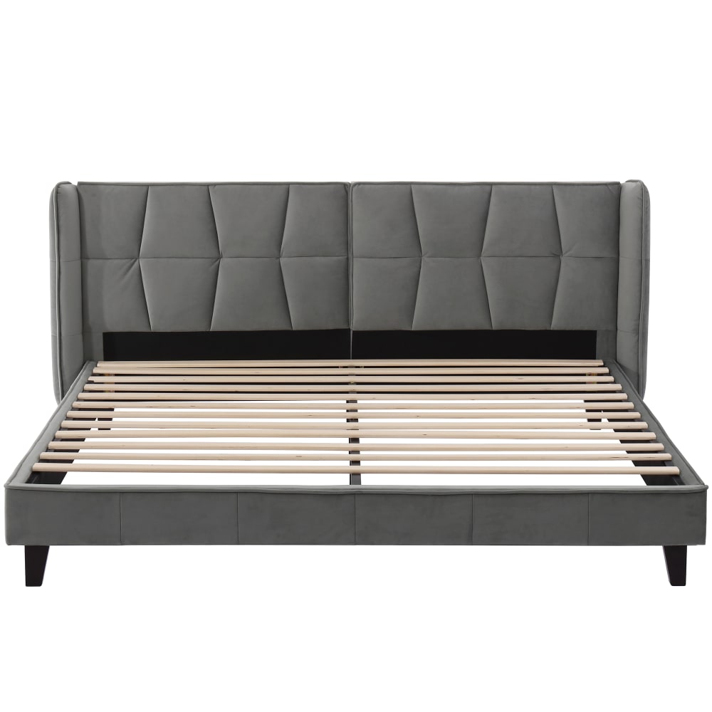 Flieks Doppelbett 180x200 cm mit Kopfteil aus Samt, grau style modern - Samt