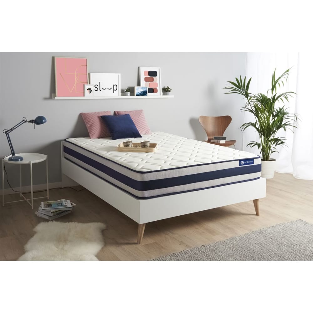 Actisom Matratze aus Memory-Schaum 140 x 200 cm, weiß, Härtegrad : Sehr fest style classic chic - Stoff
