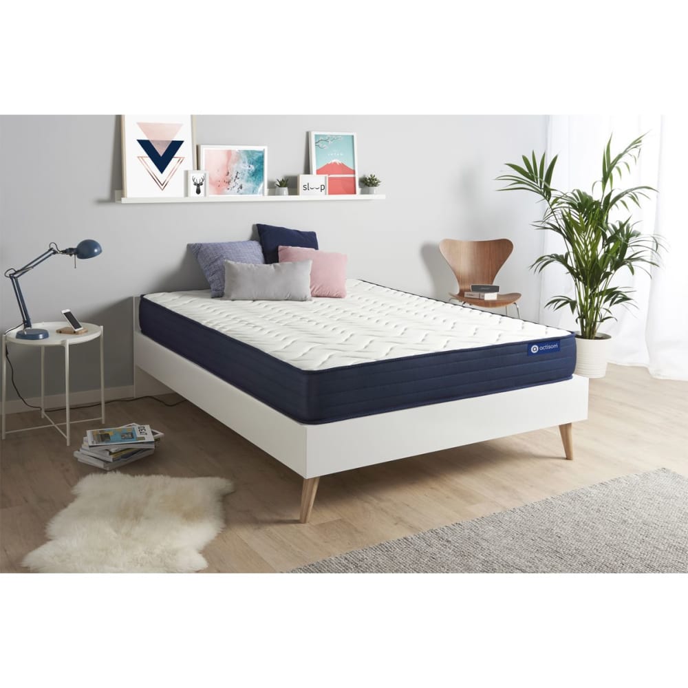 Actisom Matratze aus Memory-Schaum 140 x 200 cm, weiß, Härtegrad : Sehr fest style classic chic - Stoff