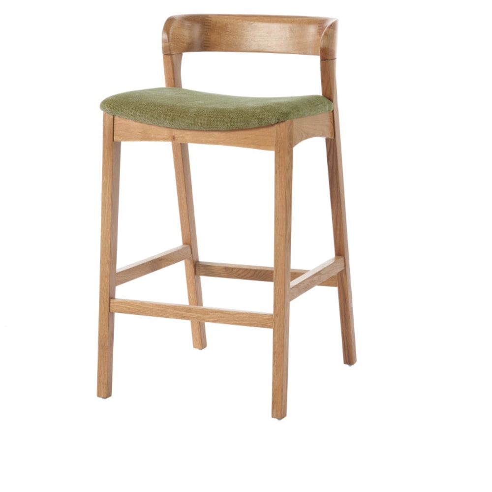 Tabouret de bar en Chêne massif et tissu Bliss Sauge