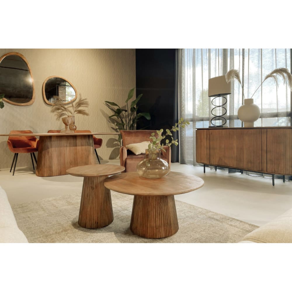 Runder Couchtisch D50 cm aus Massivholz - Maisons Du Monde
