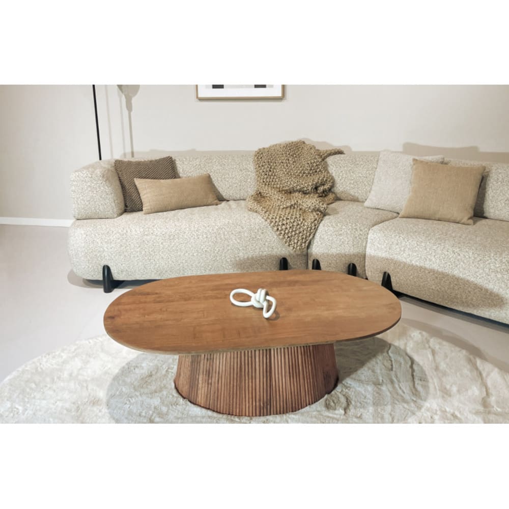Table basse ovale en bois massif