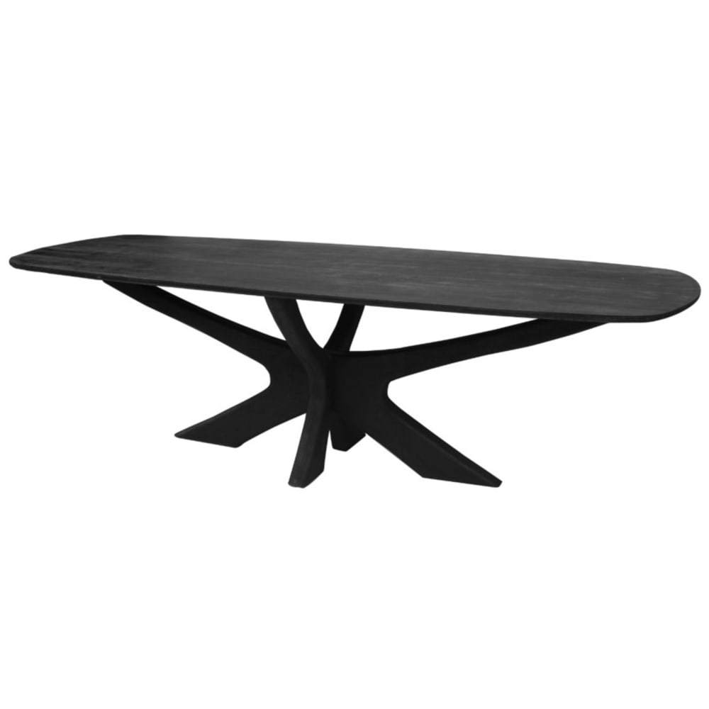 Table à manger ovale 10 personnes 250 cm en bois massif noir