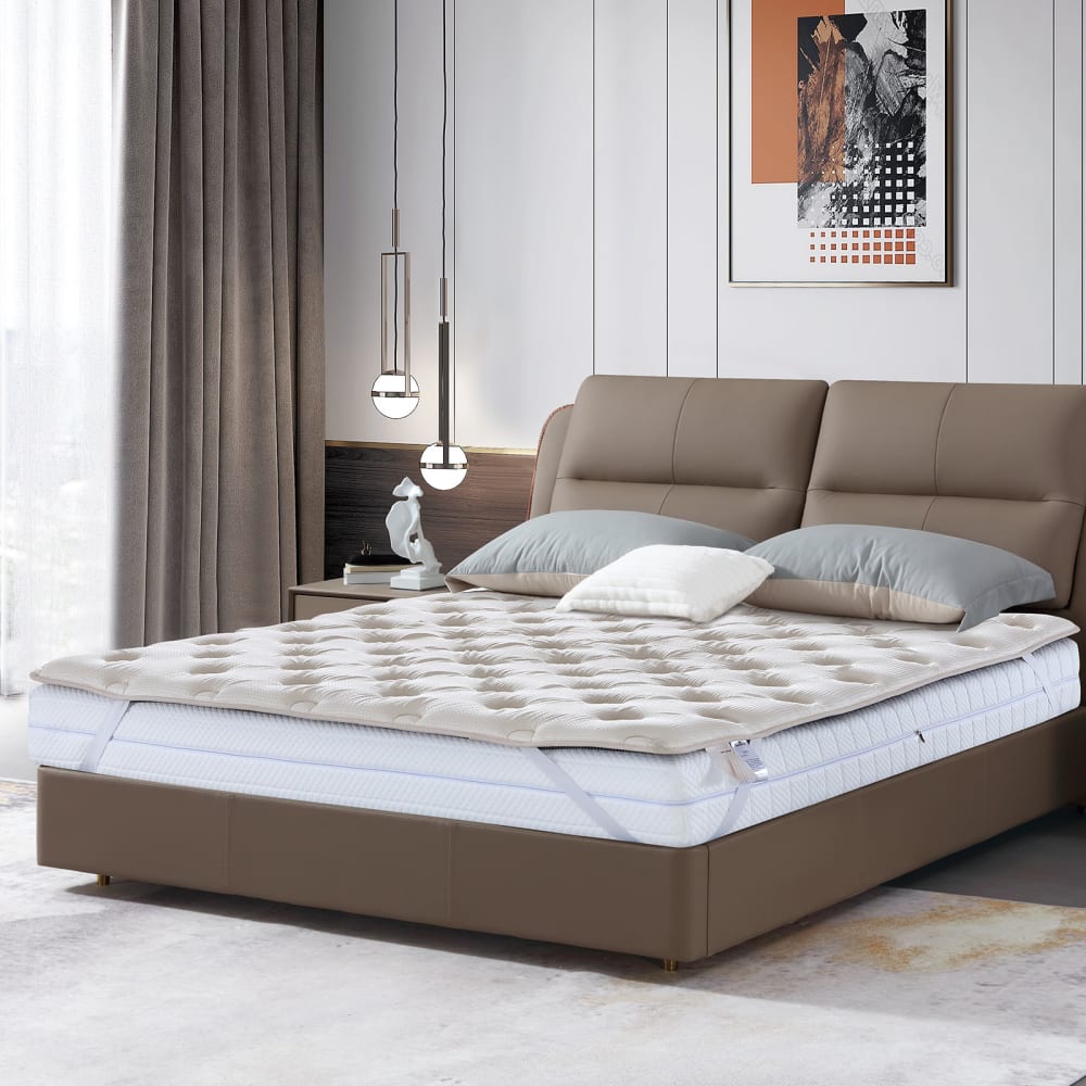 Reca Bedding Topper aus Latex und Memory-Schaum mit Bambusbezug 180x200 cm Beige Naturlatex