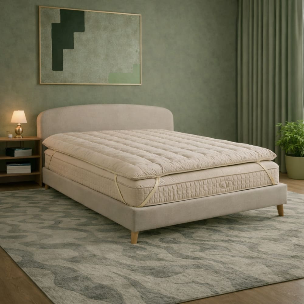 Reca Bedding Topper aus Bio-Merino-Wolle und Baumwollstoff 140x190 cm Beige Wolle