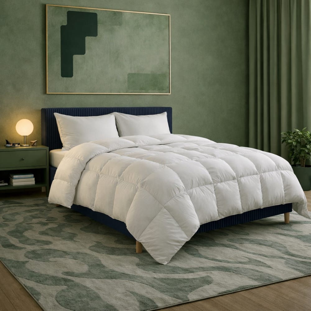 Reca Bedding Leichte Übergangs-Daunendecke aus Entenfedern 140x200 cm WEISS MIKROFASER Jugendliche