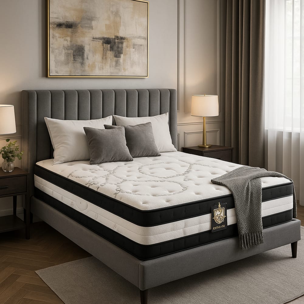 Reca Bedding Hybridmatratze mit Memory-Schaum, 30 cm, weicher Komfort, 180x200 cm Schwarz Stoff
