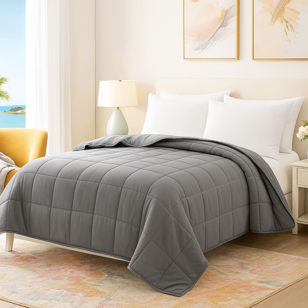 Reca Bedding Bettdecke Sommer leicht atmungsaktiv Mikrofaser 240x260 cm Grau Mikrofaser