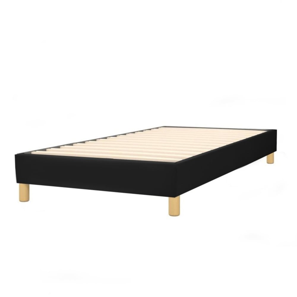 Lit en simili cuir noir avec cadre à lattes 140x190 cm