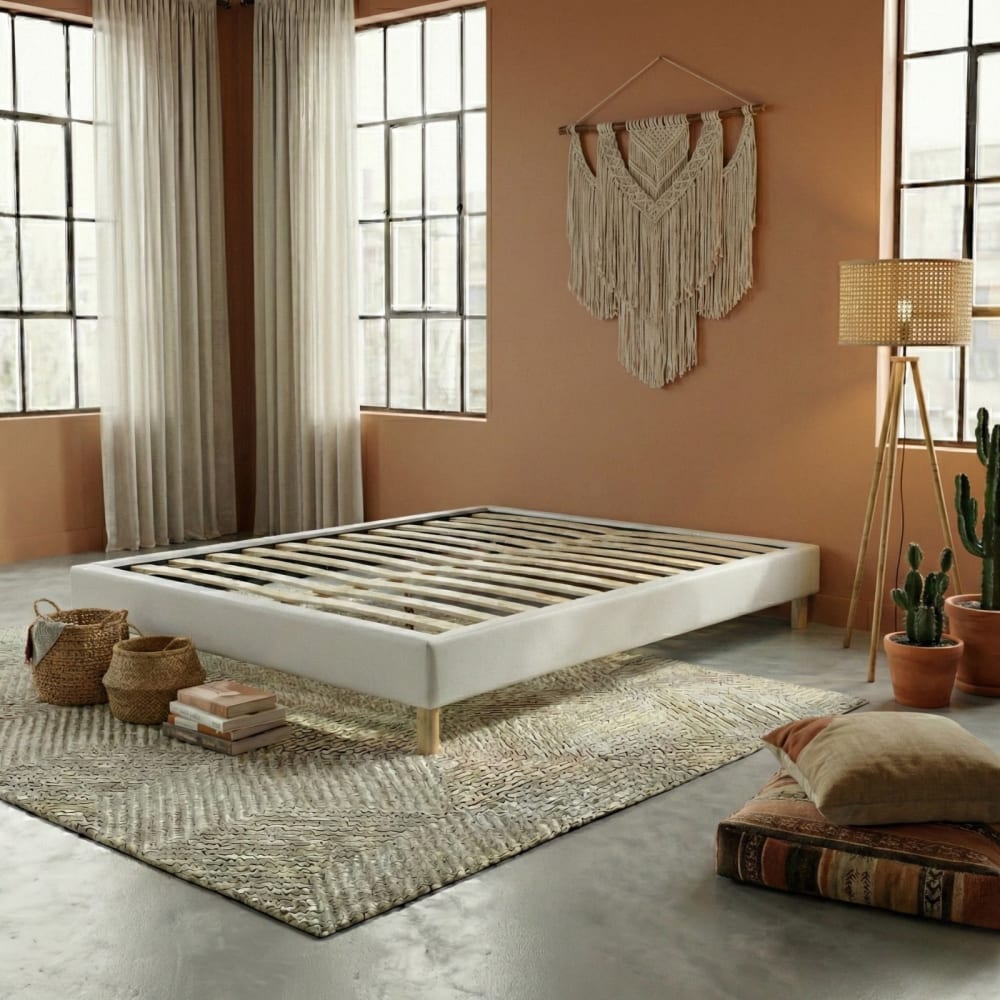Reca Bedding Bett aus weißem Kunstleder mit Lattenrost 160x200 cm style modern - Spanplatte