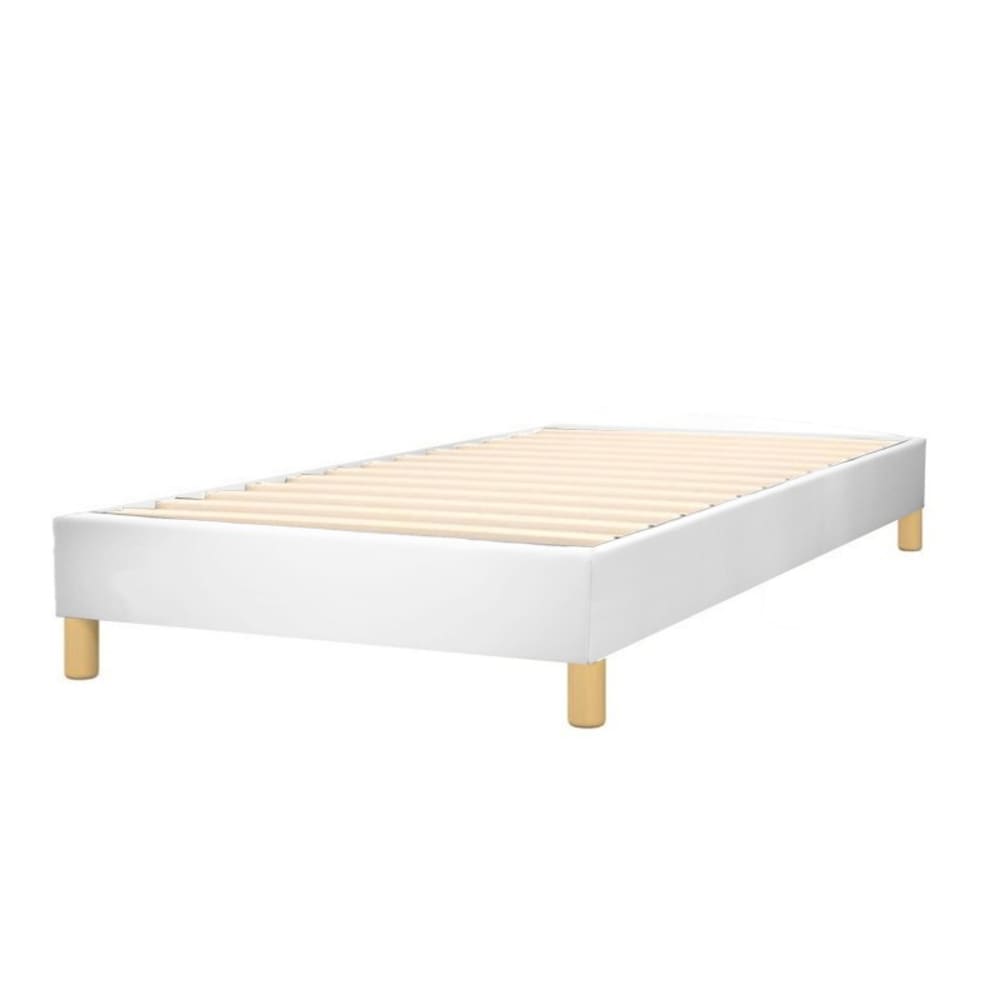 Lit en simili cuir blanc avec cadre à lattes 160x200 cm