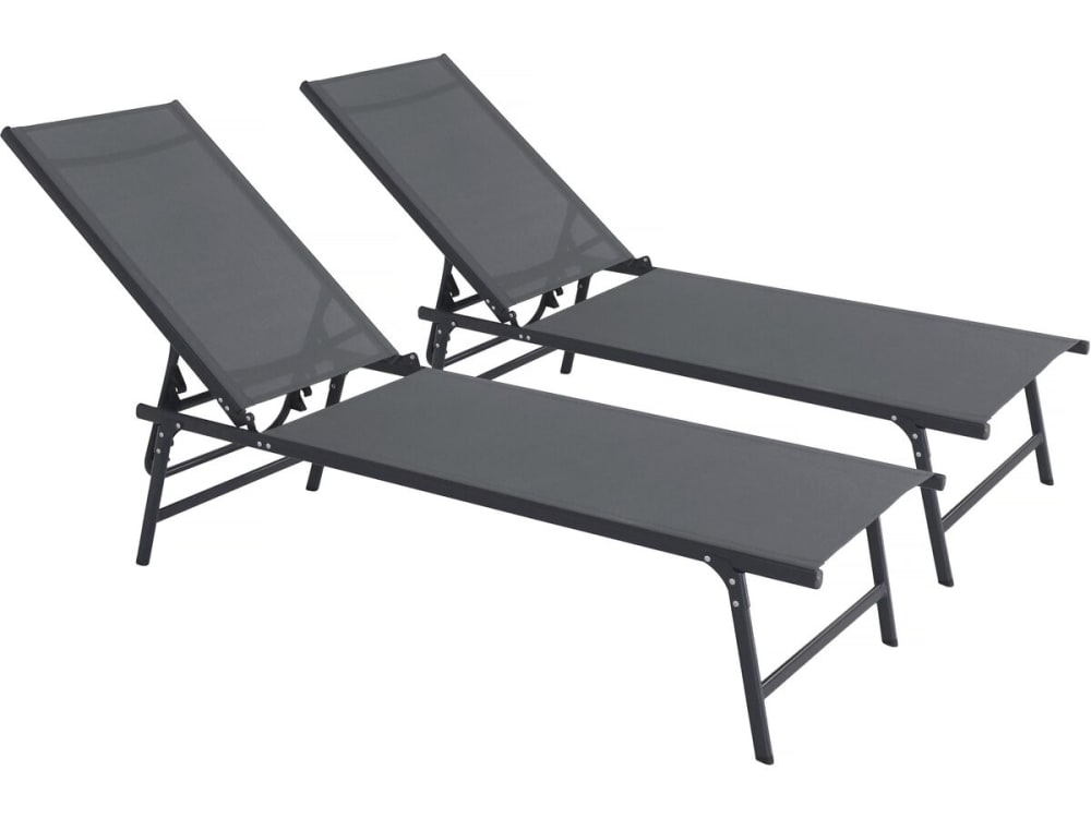 Lot de 2 bains de soleil en acier gris l180