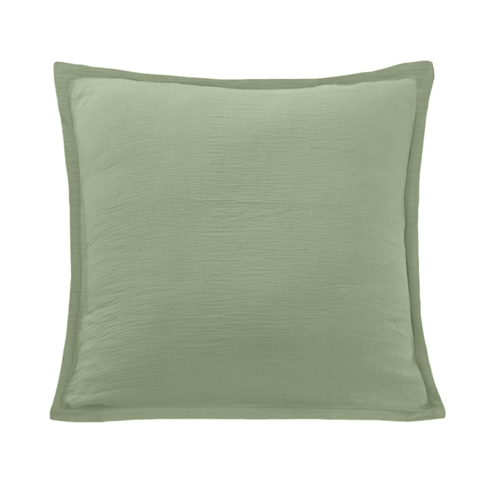 Llot de 2 taies d'oreiller gaze de coton sauge 65x65 cm — vue 3