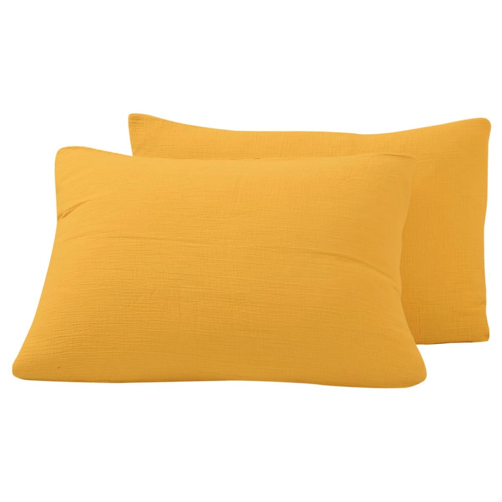 Lot de 2 taies d'oreiller en gaze de coton  caramel 50x70 cm