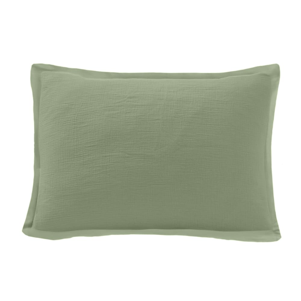 Llot de 2 taies d'oreiller gaze de coton sauge 50x70 cm — vue 3