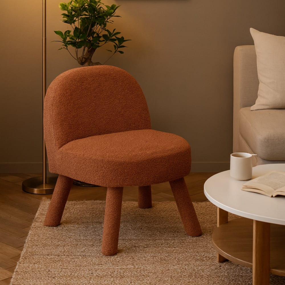 Fauteuil en tissu bouclette - Rouille