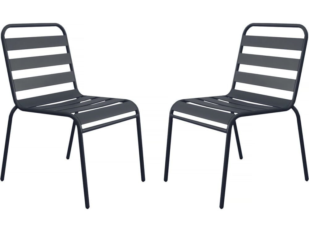Lot de 2 Fauteuils jardin métal gris 59 x 55 x 84 cm