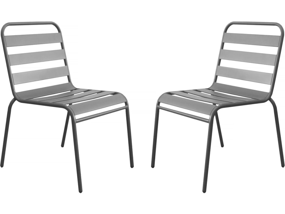 Lot de 2 Fauteuils jardin métal taupe 59 x 55 x 84 cm