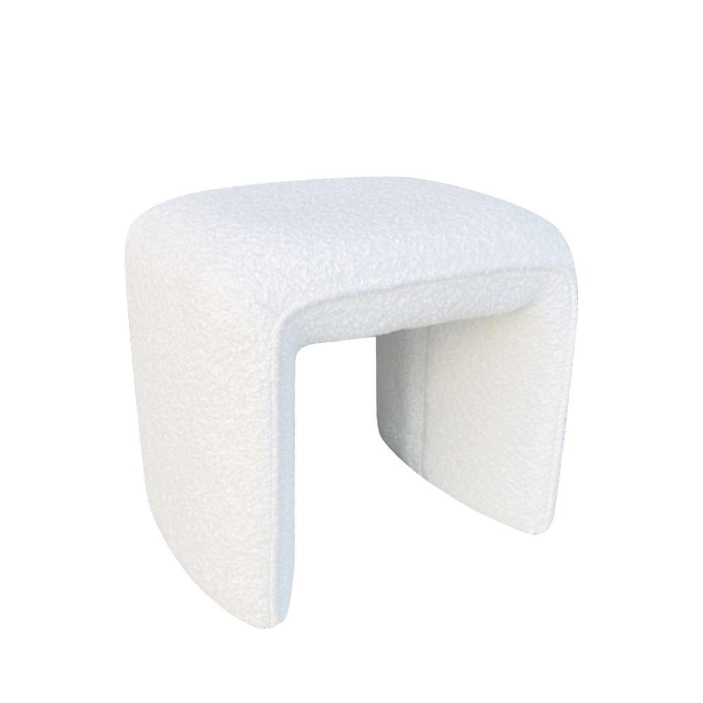 pouf en tissu bouclette - blanc