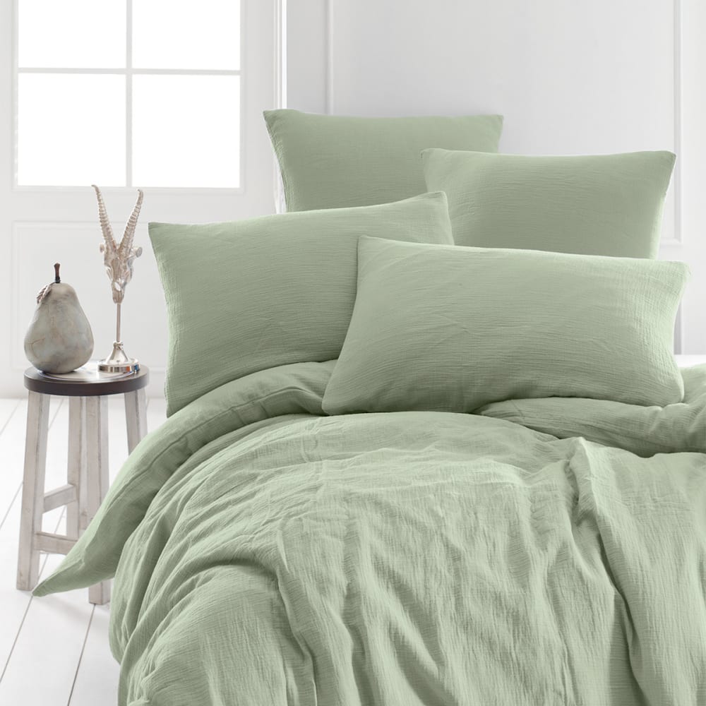 Housse de couette en gaze de coton  sauge 240x220 cm
