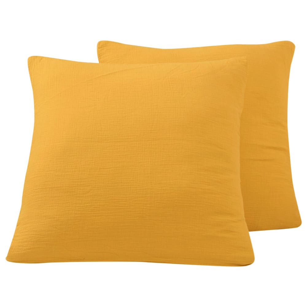 Parure de lit gaze de coton + 2 taies carrées Caramel 260x240 cm - Maisons du Monde