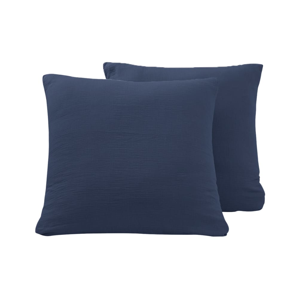 Parure de lit gaze de coton + 2 taies carrées Indigo 200x200 cm - Maisons du Monde