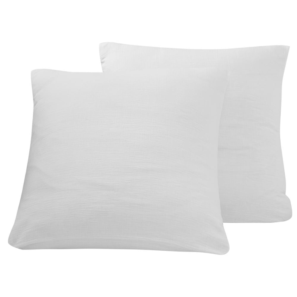Parure de lit gaze de coton + 2 taies carrées blanc 200x200 cm — vue 3