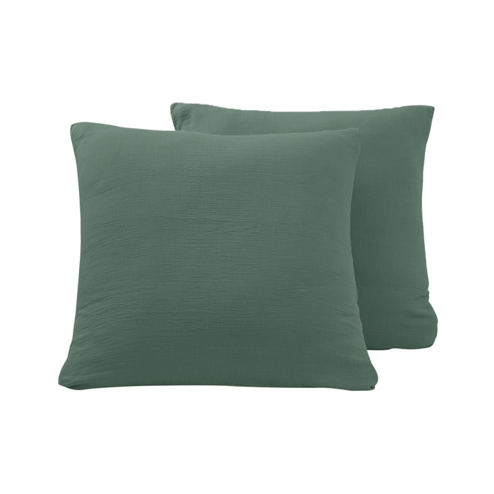 Parure de lit gaze de coton + 2 taies carrées lichen 200x200 cm — vue 3
