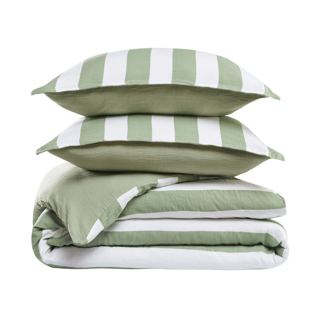 Parure de lit en gaze de coton + 2 taies rectangles sauge 240x220 cm — vue 4