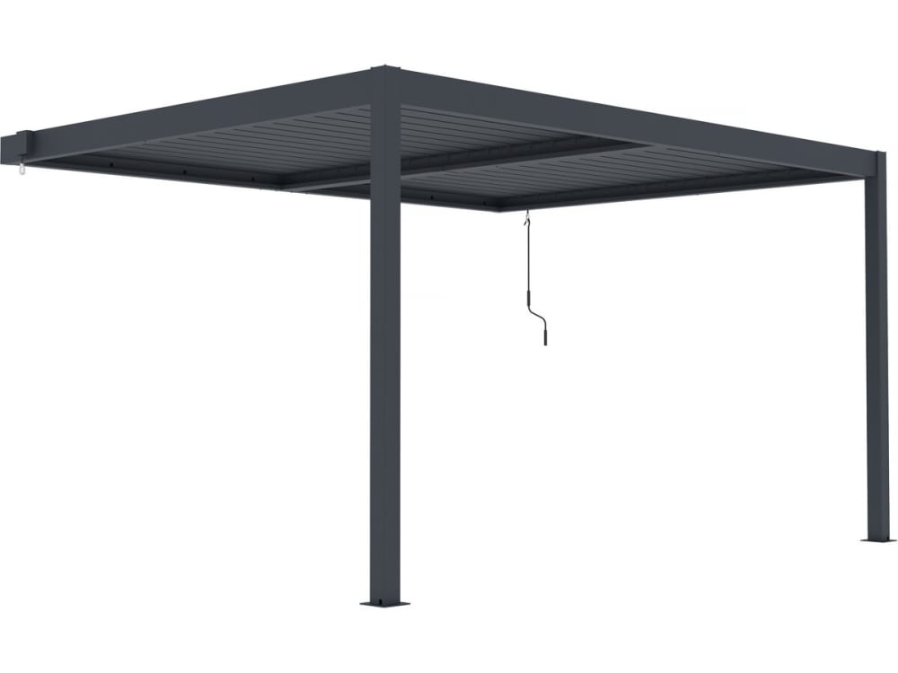 Pergola bioclimatique en aluminium gris anthracite 390 x 300 x 218 cm