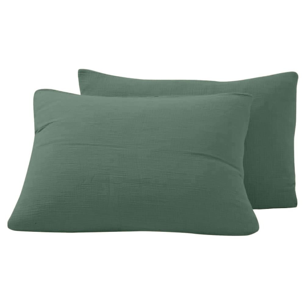 Parure de lit gaze de coton+2 taies rectangles Lichen 140x200 cm - Maisons du Monde