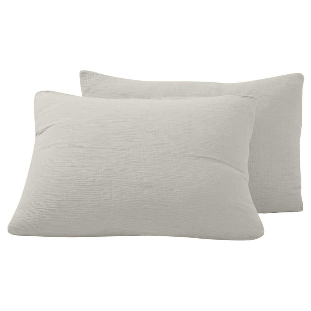 Parure de lit gaze de coton+2 taies rectangles gris perle 240x220 cm — vue 3