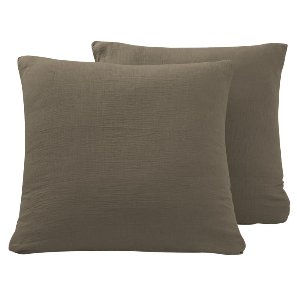 Parure de lit gaze de coton + 2 taies carrées Noisette 240x220 cm - Maisons du Monde