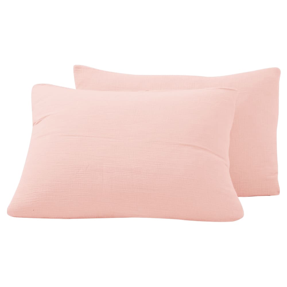 Parure de lit gaze de coton+2 taies rectangles poudre 240x220 cm — vue 3